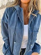 رخيصةأون معاطف ترنش-نسائي جاكيت كاجوال مريح سحاب جيب موضة الحديث الخارج سهل مناسب للخارج كاجوال / يومي عطلة نهاية الاسبوع سحاب عادية مع قبعة عادي كم طويل ملابس خارجية أسود وردي بلاشيهغ كاكي الخريف الشتاء