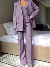 preiswerte Damenanzüge-Damen 3-teilige Anzüge Formell Hochzeitsgast Formeller Abend Elegant Minimalistisch Langarm Knöchellänge Peak Revers Doppelreihig