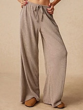 economico gamba larga e vita alta-Per donna Culotte Gamba Larga Gamba larga Chinos Vacanza Vintage Streetwear Lunghezza intera Vita media Semplice Tasca Design con Coulisse Elastica Comodo Micro-elastico Alta elasticità All&#039;aperto