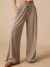 economico gamba larga e vita alta-Per donna Culotte Gamba Larga Gamba larga Chinos Vacanza Vintage Streetwear Lunghezza intera Vita media Semplice Tasca Design con Coulisse Elastica Comodo Micro-elastico Alta elasticità All&#039;aperto