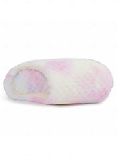 baratos Chinelos de mulher-Pantufas femininas tie-dye com estampa de arco-íris e pelúcia – chinelos confortáveis e confortáveis para usar em casa, para dormir na casa ou para usar em casa no inverno