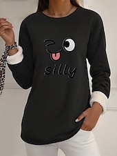 abordables Sweatshirts en polaire-Pull-over pour femme, sweat-shirt graphique, chaud, décontracté, duveteux, manches longues, col rond, régulier, streetwear, décontracté, jaune, rose, rose foncé, bleu, gris, printemps, automne, hiver