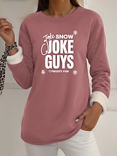 お買い得  フリースライニングのスウェットシャツ-女性用 フリース裏地プルオーバースウェットシャツパジャマ プルオーバースウェットシャツ Pullover スウェットシャツ レタード あたたか ストリートファッション カジュアル 長袖 クルーネック レギュラートップス 家 日常着 カジュアル プリント ブラック イエロー ピンク ダークピンク ブルー 秋 冬