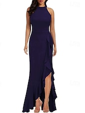 preiswerte Chiffonkleider-Damen Langes Kleid Maxikleid Partykleid Chiffon Chiffonkleid Elegant Mode Modern Outdoor Party Abendgesellschaft Normale Passform Einfach Ärmellos V Ausschnitt Schwarz Wein Rote Purpur Sommer