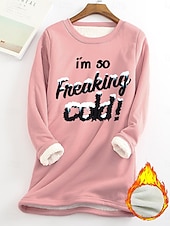 رخيصةأون النكات والاقتباسات الأعلى-نسائي كنزة صوفية الرسم أحرف دافئ كاجوال أجعد كم طويل رقبة عالية مدورة قمصان عادية شارع فضفاض أسود أصفر وردي بلاشيهغ زهري غامق أحمر الخريف الشتاء