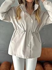 baratos Parka Casual-Mulheres Casaco de inverno Casaco com capuz Manter Quente Confortável Zíper Bolsos Casual Tecido Férias Roupa Diária Para Noite Final de semana Padrão Com Capuz Normal Manga Longa agasalhos Azul