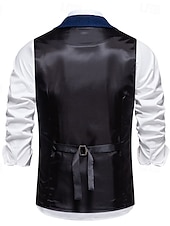  Муж. Жилет Официальные Свадьба Для вечеринок Винтаж Классический и неустаревающий Наступила зима Полиэстер Сплошной цвет Однобортный крой Блейзер Темно-серый Темно синий Коричневый