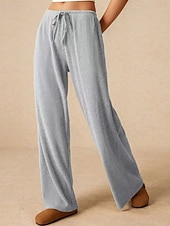 economico gamba larga e vita alta-Per donna Culotte Gamba Larga Gamba larga Chinos Vacanza Vintage Streetwear Lunghezza intera Vita media Semplice Tasca Design con Coulisse Elastica Comodo Micro-elastico Alta elasticità All&#039;aperto