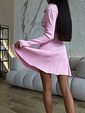 abordables Robe noire-Femmes Robe Midi Robe Tricot Robe de Soirée Robe Décontractée Moulant Élégant Mode Moderne Extérieur Soirée Quotidien Mince Uni manche longue Col en V Noir Blanche Rose Claire Printemps Hiver Automne