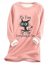 economico Umor e Citazioni Felpe-Per donna Felpa Pullover Grafico Lettera Caldo Casual Morbido Manica Lunga Girocollo Top lunghi Casuale Streetwear Blu Rosa chiaro Nero Grigio Primavera Autunno Inverno