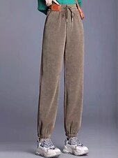 economico Pantaloni-Per donna Pantaloni in Pile Chinos Moda Streetwear Essenziale Lunghezza intera Vita Alta Semplice Tasca Fascia Elastica Comodo Morbido Confortevole Alta elasticità All&#039;aperto Streetwear Grigio scuro
