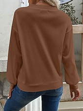 preiswerte Einfarbiges T-Shirt-Damen Bluse Knöpfe Einfarbig Stilvoll Lässig Langarm V Ausschnitt Normale Oberteile Täglich Blau Schwarz Weiß Grün Khaki Frühling Herbst