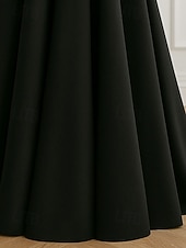 Χαμηλού Κόστους A-Line Βραδινά Φορέματα-A-Line Floor Length Evening Gown Ball Gown Formal Dress Elegant Black Dress Silky Long Sleeve Off Shoulder Wedding Formal Capes Satin Lace with Pocket