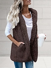 economico Gilet-Per donna Gilet Confortevole Tasca Casual Tinta unica Vacanza Streetwear Casuale Abbigliamento quotidiano Regolare Felpa con Cappuccio Vestibilità regolare Senza Maniche Capispalla Nero Bianco Vino