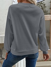 preiswerte Einfarbiges T-Shirt-Damen Bluse Knöpfe Einfarbig Stilvoll Lässig Langarm V Ausschnitt Normale Oberteile Täglich Blau Schwarz Weiß Grün Khaki Frühling Herbst