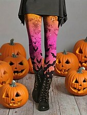 levne Halloween kalhoty-Dámské Kalhoty Legíny Pohodlné legíny Šik ven Na běžné nošení Plná délka Vysoký pasPantsHalloween Netopýr Elastický pas Tisk Prodyšnost Pohodlné Elastické Dovolená ulice Denní nošení Světlá růžová