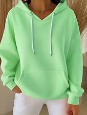 abordables Hauts Simples-Femmes Sweat à capuche Uni Occasionnel manche longue À capuche Hauts Réguliers Tenue de soirée Rue Tenue Quotidienne Blanche Rose Claire Bleu Violet Vert Printemps Automne Hiver