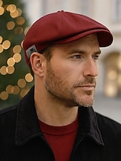 billige Damehatter-Herre bomullsflakhatt vintage avisboyhatt, justerbar Gatsby beretlue til julefester, vinterantrekk og hverdagsbruk