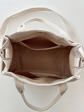 abordables Cabas et fourre-tout-Sac fourre-tout en velours côtelé pour femme avec bandoulière – Sac à main vintage décontracté pour le travail, les voyages, le shopping et le quotidien