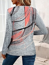 economico Felpe a Strisce e Geometriche-Per donna Maglietta Stampato Grafico Astratto Vintage Elegante Classico Manica Lunga Girocollo Top Regolari Quotidiano Rosa Grigio Azzurro Primavera Autunno Inverno