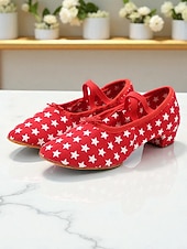 abordables Chaussures de danse d&#039;entraînement-chaussures de danse à imprimé étoile pour femmes - chaussures de danse de salon confortables à talons bas pour la pratique et la performance