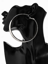 Χαμηλού Κόστους Γυναικείο Σκουλαρίκι-Μεγάλα χρυσά γυναικεία σκουλαρίκια κρίκοι - τολμηρά κοσμήματα για πάρτι, μόδα νυχτερινών κέντρων &amp;ειδικές περιστάσεις