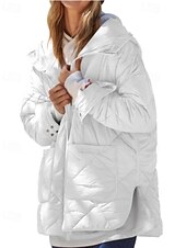 baratos Casacos de penas-Mulheres Casaco de inverno Casaco com capuz Manter Quente Confortável Zíper Bolsos Hem irregular Casual Tecido Férias Casual Roupa Diária Final de semana Longo Com Capuz Normal Manga Longa agasalhos