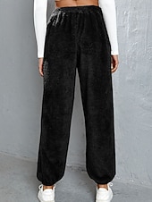 halpa Suorat Housut-Naisten Veryttelyhousut Fleece-housut Kiinalainen Loma Vintage Katutyyli Täyspitkä Keskikorkea vyötärö Tavallinen Tasku Joustava vyötärö Pidä lämpimänä Mikrojoustava Elastinen Päivittäin ulko- Loma