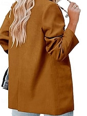 abordables Blazers et Costumes-Femmes Blazer Confortable Boutons Élégant Mode Extérieur Uni Sortir Décontracté Quotidien Week-end Cardigan Régulier Revers Coupe régulière manche longue Vêtements d&#039;extérieur Noir Rouge Marron