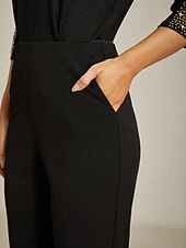 رخيصةأون بنطلون نسائي ضيق-نسائي نحيف أنيق Ankle-length خصر عالي مريح قابل للبسط رسمي عمل مناسب للبس اليومي أسود الربيع، الخريف، الشتاء، الصيف عادي