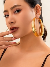 Χαμηλού Κόστους Γυναικείο Σκουλαρίκι-Μεγάλα χρυσά γυναικεία σκουλαρίκια κρίκοι - τολμηρά κοσμήματα για πάρτι, μόδα νυχτερινών κέντρων &amp;ειδικές περιστάσεις