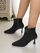 abordables Bottines-Bottines à talons aiguilles et bout pointu en similicuir suédé pour femme - bottines de style chic pour le bureau, les dîners &amp;mode d&#039;automne
