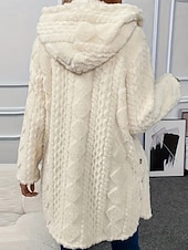 abordables Vestes en Polaire-Femmes Veste Sherpa Veste Décontractée Confortable Respirant Avec Poches Boutons Occasionnel Uni Vacances Rue Occasionnel Tenue quotidienne Ouvert devant Régulier À capuche Coupe régulière manche