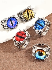 Недорогие Модные аксессуары-Мужское кольцо из сплава «глаз дракона» на Хэллоуин, регулируемое украшение в стиле готического панка в виде глаза монстра для косплея, вечеринок и фестивалей