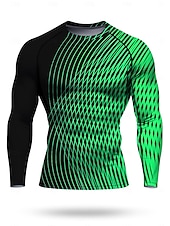 Недорогие Футболки и майки для бега-Муж. Футболка для бега Спортивная рубашка Фитнес-рубашка Рубашка тренировки Беговой верх Длинный рукав Футболка Футболка Геометрический принт UPF 50 Устойчивость к УФ Мягкий Впитывает пот и влагу