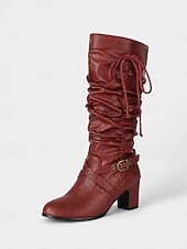 Недорогие Сапоги-слаучи-Женские коричневые сапоги из искусственной кожи с застежкой-молнией сбоку и ремешком с пряжкой, винтажные повседневные сапоги на блочном каблуке для осени, зимы, улицы и повседневной носки