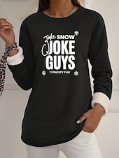 お買い得  フリースライニングのスウェットシャツ-女性用 フリース裏地プルオーバースウェットシャツパジャマ プルオーバースウェットシャツ Pullover スウェットシャツ レタード あたたか ストリートファッション カジュアル 長袖 クルーネック レギュラートップス 家 日常着 カジュアル プリント ブラック イエロー ピンク ダークピンク ブルー 秋 冬