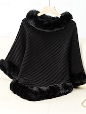 preiswerte Einfarbige Farben-Damen Pullover Schultertuch Elegant Mode Streetwear Einfarbig Gerippt Rollkragen Gestrickt Asymmetrischer Saum Kunstpelzbesatz Halbarm Normale Oberteile Stricken Outdoor Täglich Wochenende Weinrot