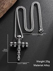 abordables Accessoires d&#039;Halloween-Collier croix tête de mort pour homme, pendentif gothique en alliage avec chaîne, bijou de style punk pour fête, cosplay et festival