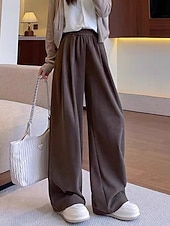 economico gamba larga e vita alta-Per donna Pantaloni in Pile Gamba larga Pantaloni Moda Streetwear Lunghezza intera Vita Alta Semplice Elastico in vita Lavorato a maglia Caldo Confortevole Micro-elastico Streetwear Abbigliamento