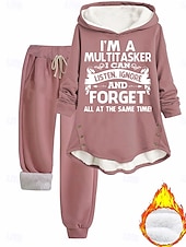 女性用 日常 パーカー 長袖 フード付き グラフィック レタード ドローストリング プリント カジュアル 日常 ダスティローズ ブルー グレー 秋 ルーズフィット お買い得  レディーススウェットスーツ-女性用 日常 パーカー 長袖 フード付き グラフィック レタード ドローストリング プリント カジュアル 日常 ダスティローズ ブルー グレー 秋 ルーズフィット