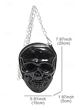 levne Tašky-Dámská halloweenská crossbody kabelka s motivem lebky a řetízkem, 3D kostra přes rameno, gotická párty psací kabelka na kostýmy, cosplay a noční život.