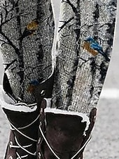 halpa -Naisten Housut Leggingsit Mukavat leggingsit Katutyyli Vapaa-aika Täyspitkä Korka vyötärö Lintu Joustava vyötärö Painettu Hengitettävyys Mukava Elastinen Loma Katu Arki-asut Harmaa Kevät Syksy