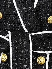 お買い得  ブレザーとベスト-女性用ツイードブレザー、メタルボタン、スポーツコート、フォーマル、結婚式ゲスト用、ツイード、エレガント、長袖、ショールラペル、ダブルブレスト