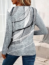 economico Felpe a Strisce e Geometriche-Per donna Maglietta Stampato Grafico Astratto Vintage Elegante Classico Manica Lunga Girocollo Top Regolari Quotidiano Rosa Grigio Azzurro Primavera Autunno Inverno