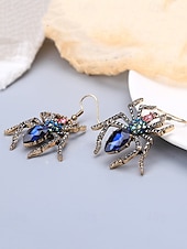 ラインストーンクリスタルのディテールが施された女性用ハロウィンスパイダードロップイヤリング。パーティーやコスプレに最適なヴィンテージゴシックスタイルのステートメントジュエリー。 お買い得  ハロウィンアクセサリー-ラインストーンクリスタルのディテールが施された女性用ハロウィンスパイダードロップイヤリング。パーティーやコスプレに最適なヴィンテージゴシックスタイルのステートメントジュエリー。