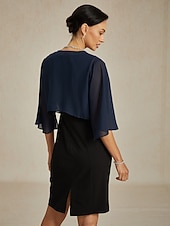 olcso Blúzok és ingek-Női Flowy felsők Sifon felsők Tömör szín Elegáns Háromnegyedes Aszimmetrikus Crop Tops Esküvői vendég Sötétkék Nyár Tavasz Ősz