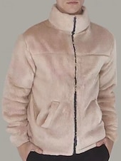 levne Ležérní bundy-Pánské Zimní bunda Teddy Coat Neformální bunda Dovolená Denní Zahřívací Kapsy Fleece Podzim zima Bez vzoru Módní Šik ven Stojáček Standardní Černá Námořnická modř Hnědá Khaki Tmavě šedá Saka