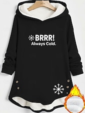 halpa Fleece-vuoratut hupparit-Naisten Pullover-huppari Kirjain Lämmin Vapaa-aika Pitkähihainen Hupullinen Pitkät topit Katu Arkikäyttö Pyhäpäivä Napit Painettu Musta Tumma vaaleanpunainen Sininen Harmaa Syksy Talvi