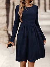 Dames Mini-jurk Casual jurk Modern Buiten Vakantie Dagelijks Normale pasvorm Effen Lange mouw Strakke ronde hals Zwart Marineblauw Donkergroen Oranje Lente Herfst voordelige Trui Jurken-Dames Mini-jurk Casual jurk Modern Buiten Vakantie Dagelijks Normale pasvorm Effen Lange mouw Strakke ronde hals Zwart Marineblauw Donkergroen Oranje Lente Herfst